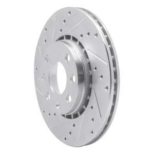 Fiat Punto Brake Rotor (1) - Front Left - R1 Concepts - Drilled & Slotted - Silver - `06-`10